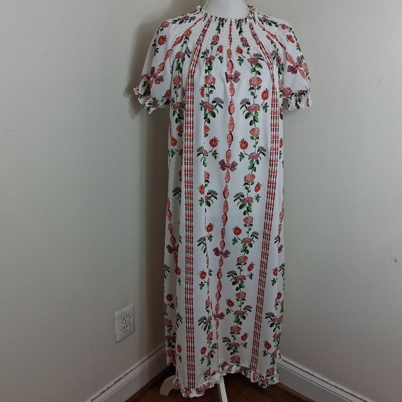 Hill House The Caroline Nap Dress Red Shell Vine Cotton  Size X- Small - Picture 4 of 11